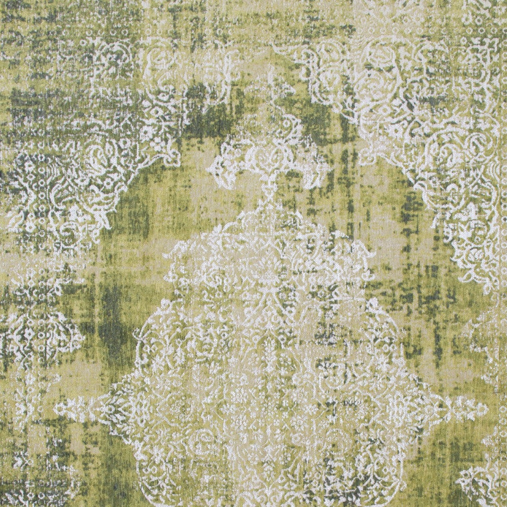 6' X 8' Green and White Oriental Non Skid Area Rug