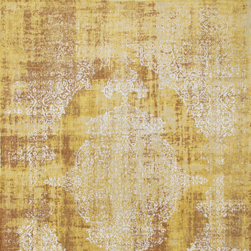 3' X 5' Yellow and Brown Oriental Non Skid Area Rug