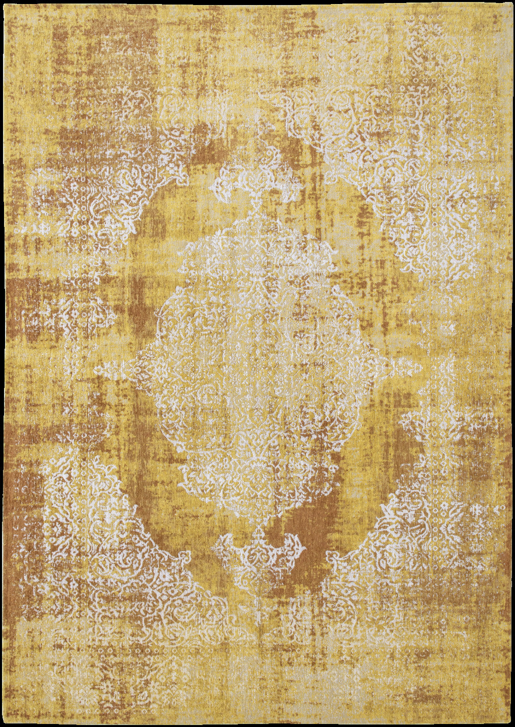 3' X 5' Yellow and Brown Oriental Non Skid Area Rug