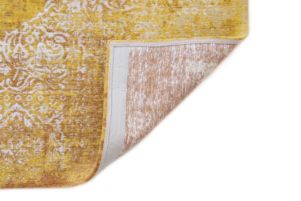 3' X 5' Yellow and Brown Oriental Non Skid Area Rug