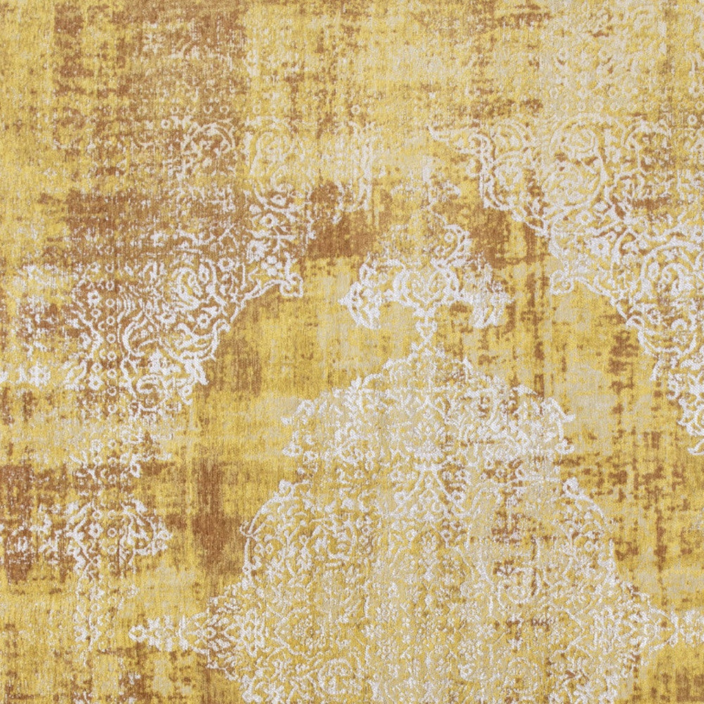 3' X 5' Yellow and Brown Oriental Non Skid Area Rug