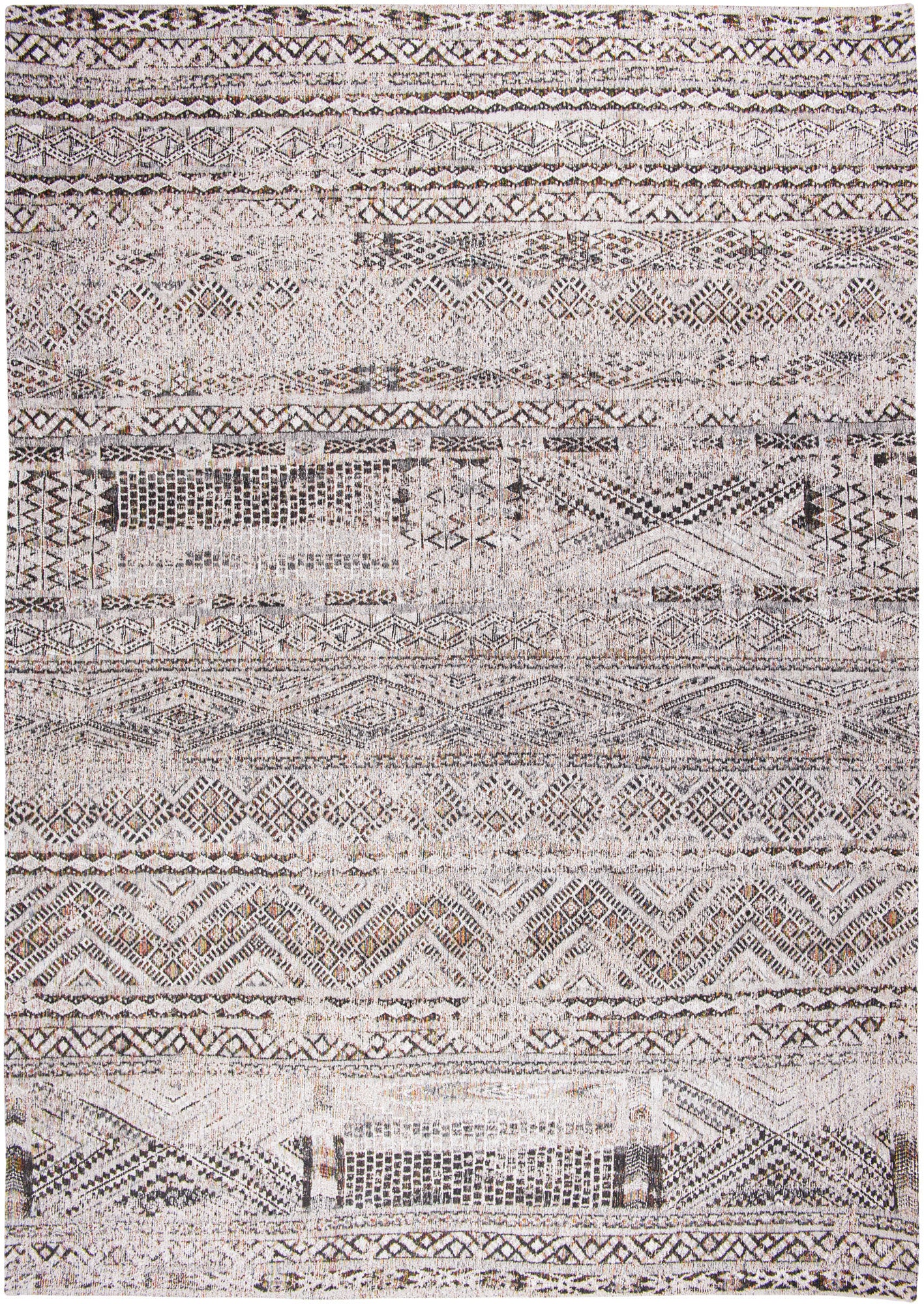7' x 9' Gray and White Oriental Non Skid Area Rug