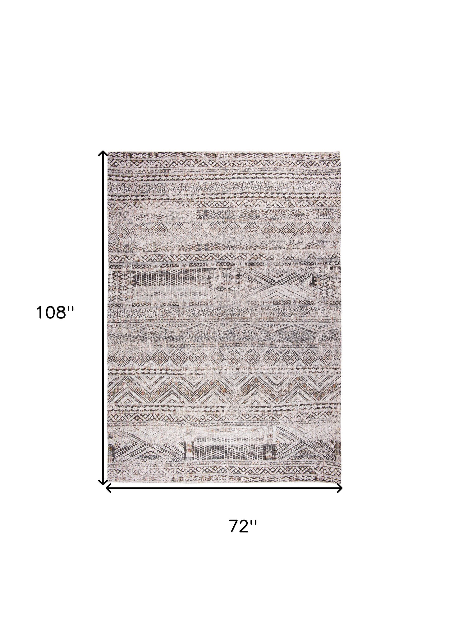 7' x 9' Gray and White Oriental Non Skid Area Rug