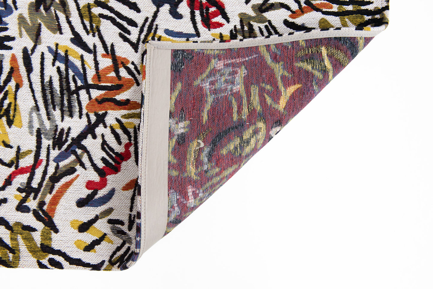 5' x 7' White Abstract Non Skid Area Rug