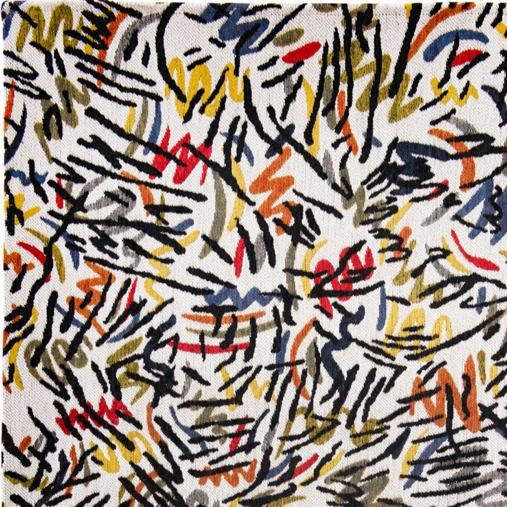 5' x 7' White Abstract Non Skid Area Rug