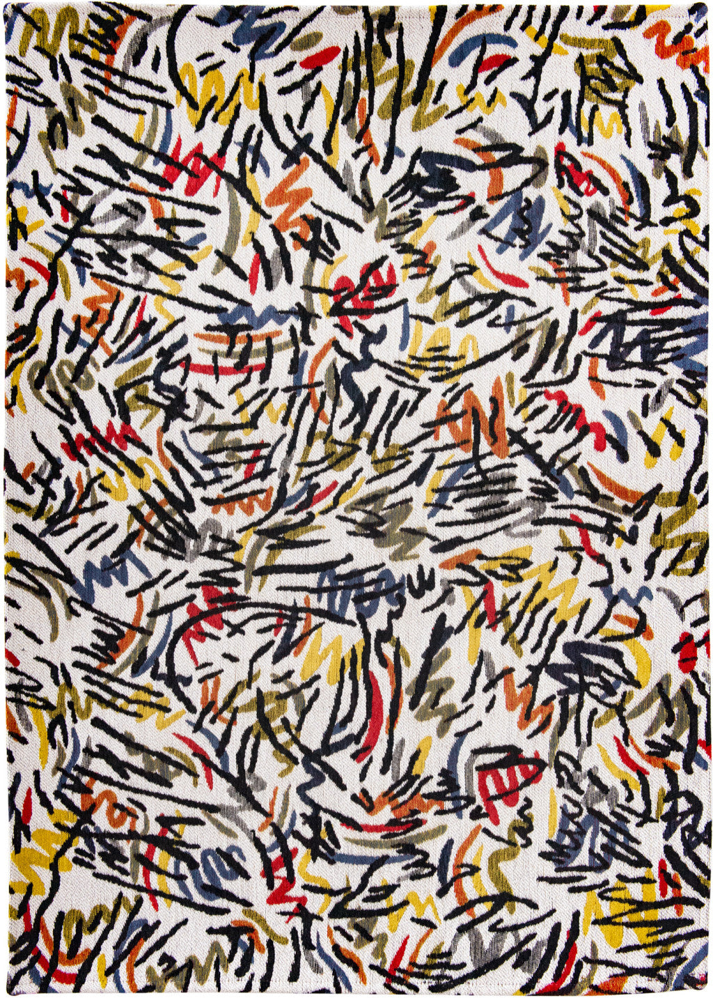 5' x 7' White Abstract Non Skid Area Rug