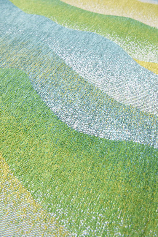 5' x 7' Green and Yellow Abstract Non Skid Area Rug