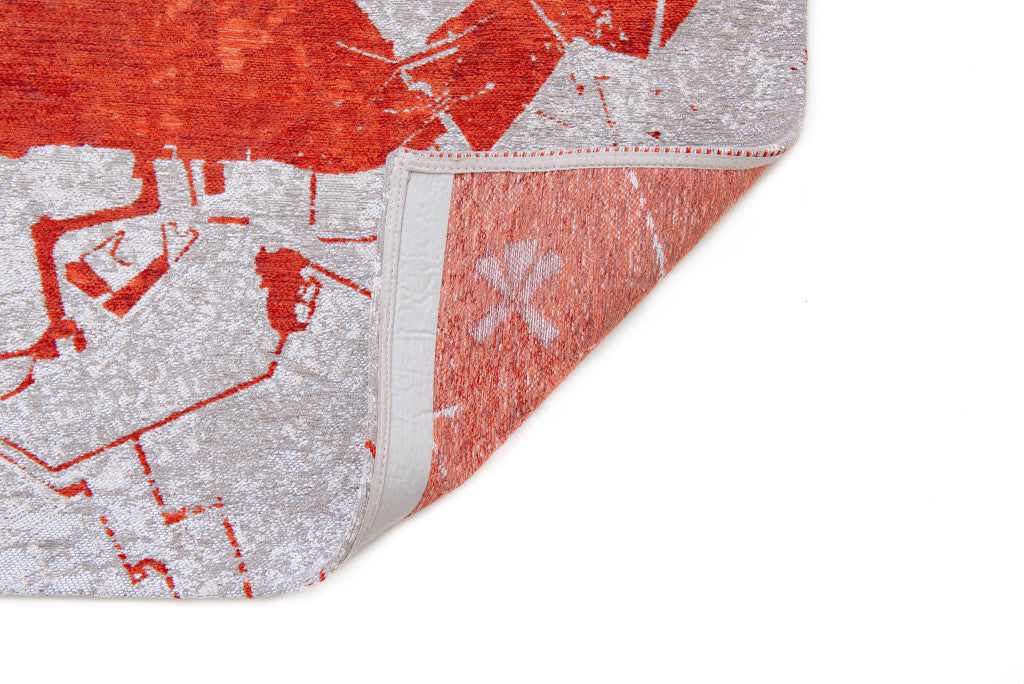 5' x 7' Red and White Abstract Non Skid Area Rug