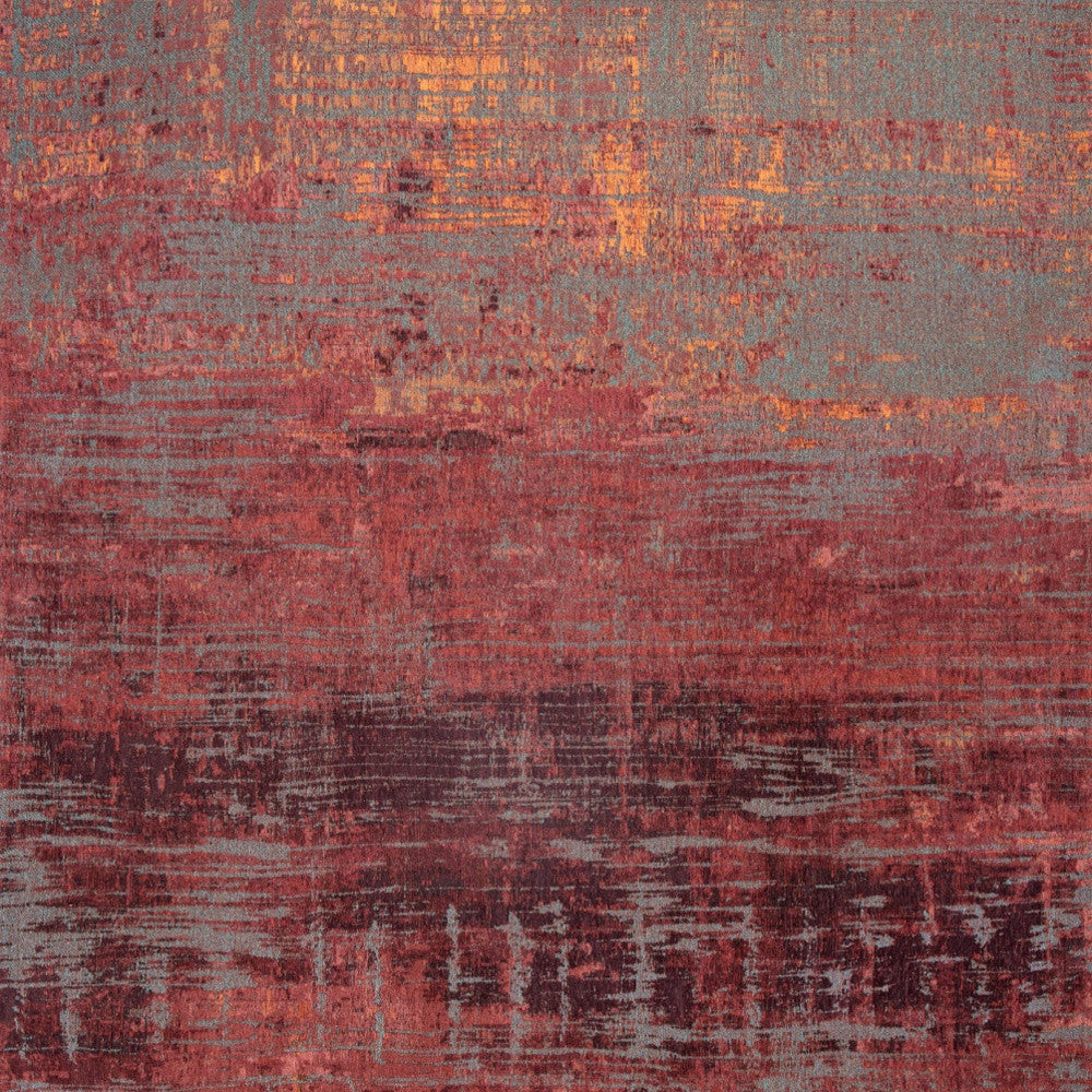 6' X 8' Red and Gray Abstract Non Skid Area Rug