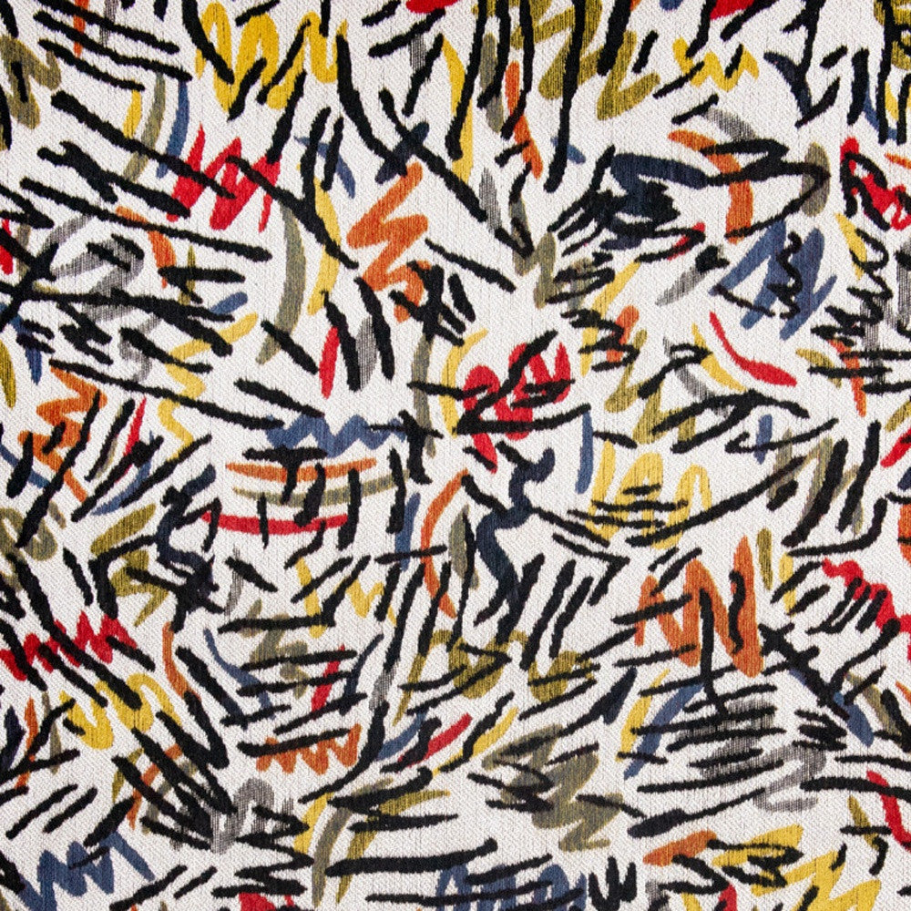 7' x 9' White Abstract Non Skid Area Rug