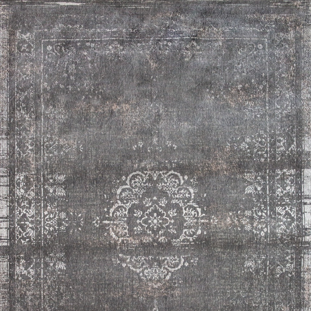 5' x 7' Gray Medallion Non Skid Area Rug