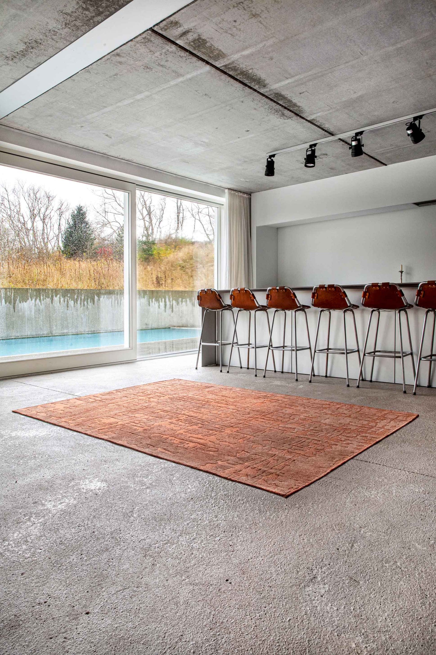 3' X 5' Orange Abstract Non Skid Area Rug