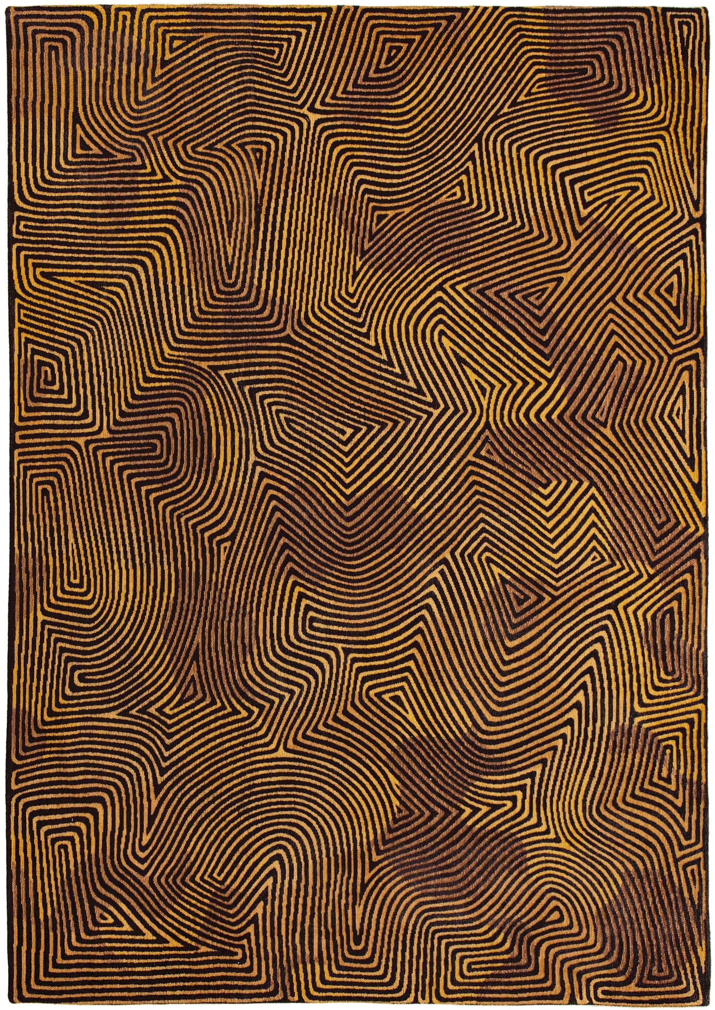 3' X 5' Black and Gold Abstract Non Skid Area Rug
