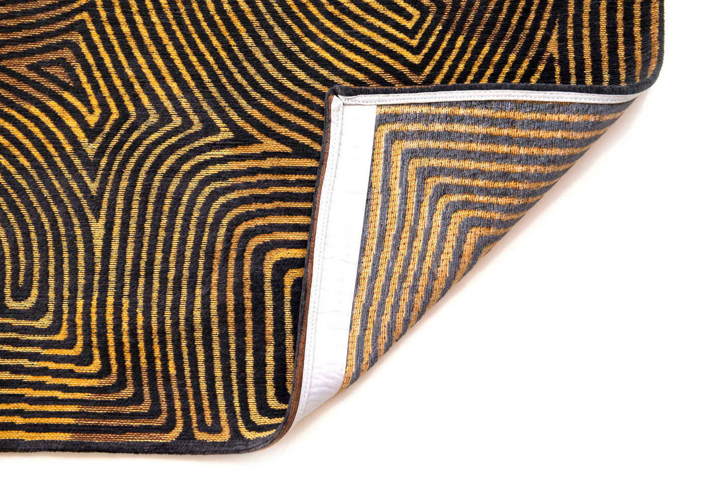 3' X 5' Black and Gold Abstract Non Skid Area Rug