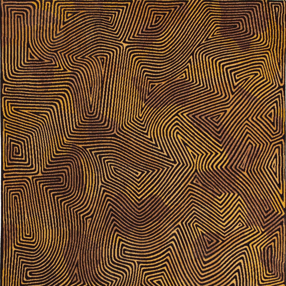 3' X 5' Black and Gold Abstract Non Skid Area Rug