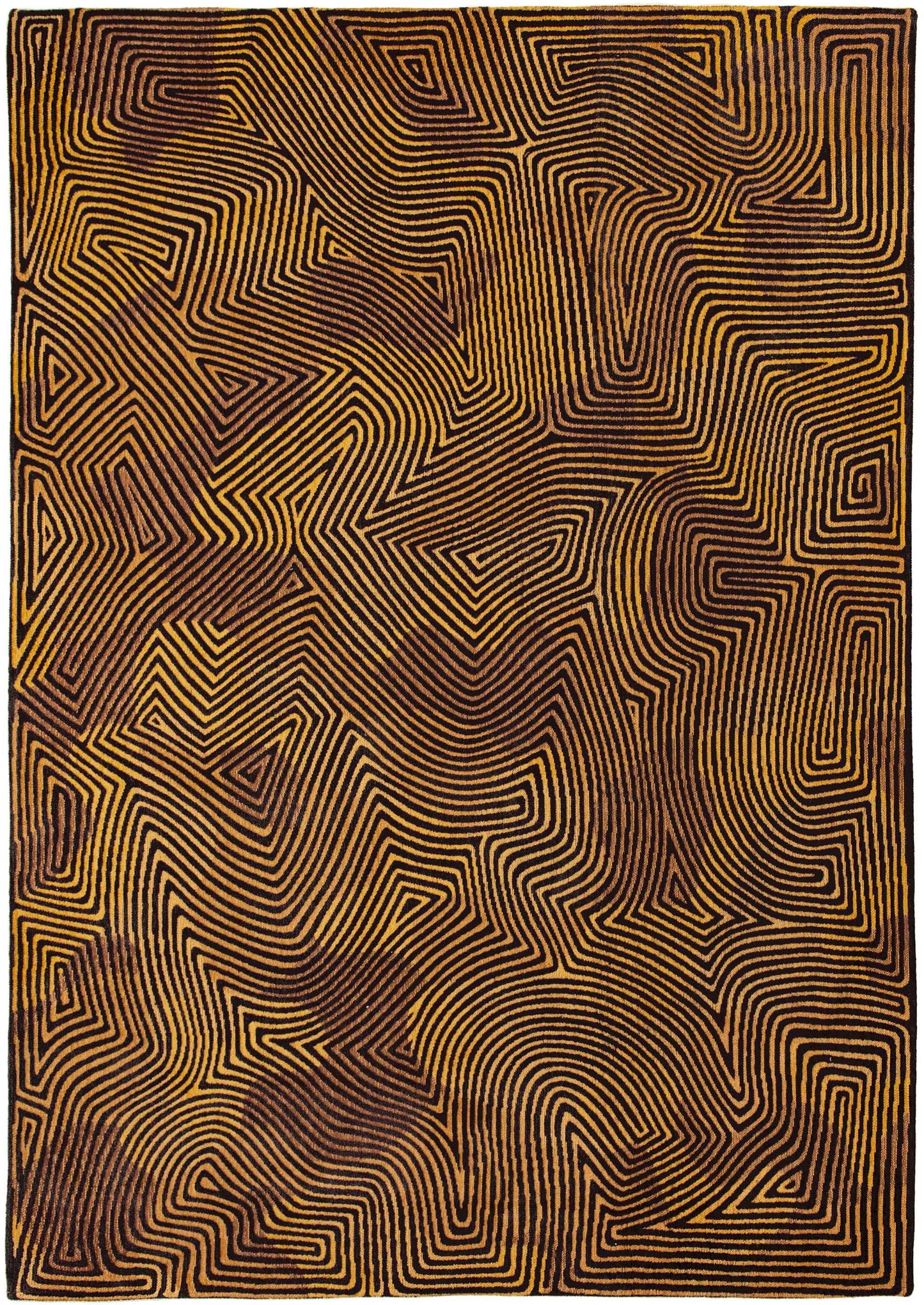 3' X 5' Black and Gold Abstract Non Skid Area Rug