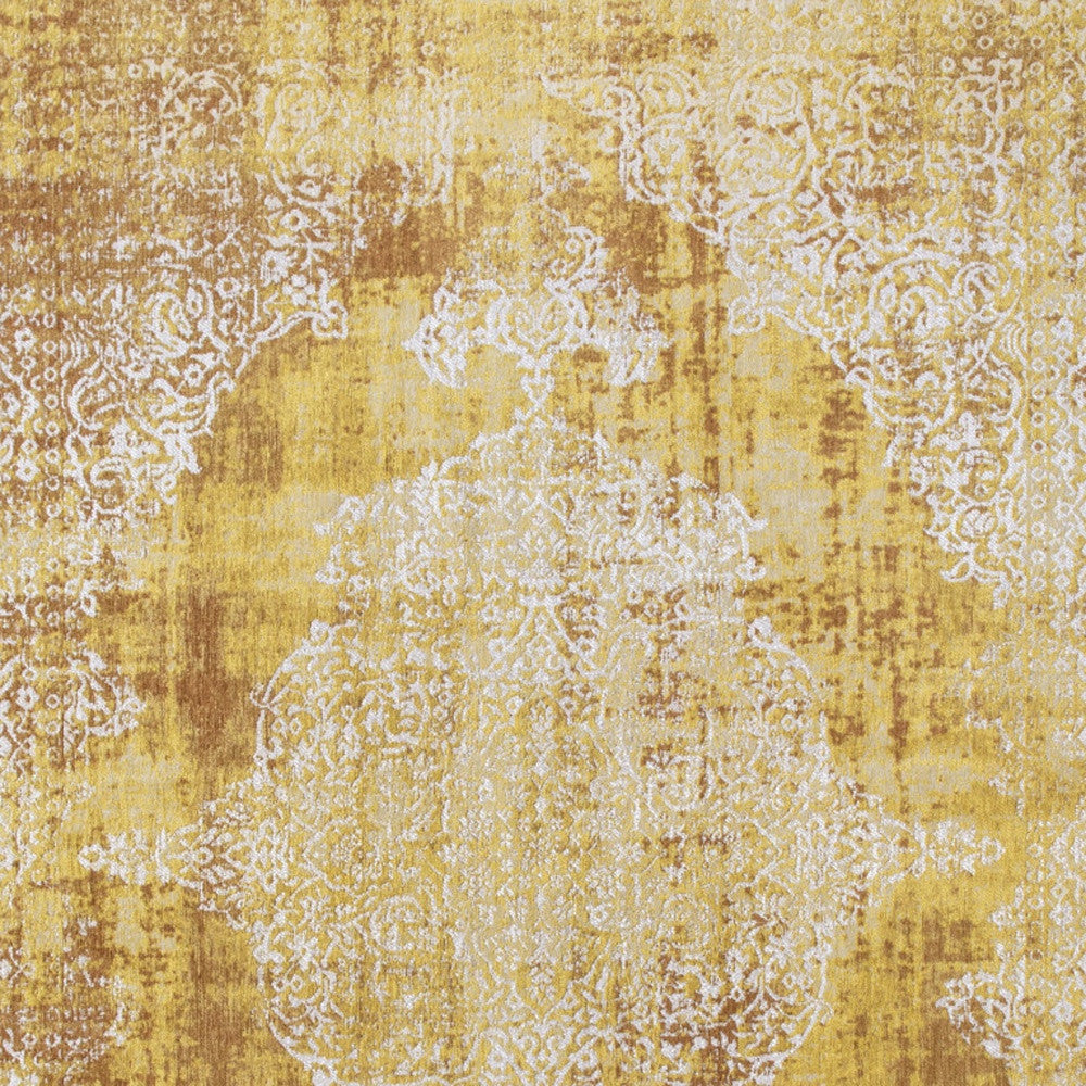 6' X 8' Yellow and Brown Oriental Non Skid Area Rug