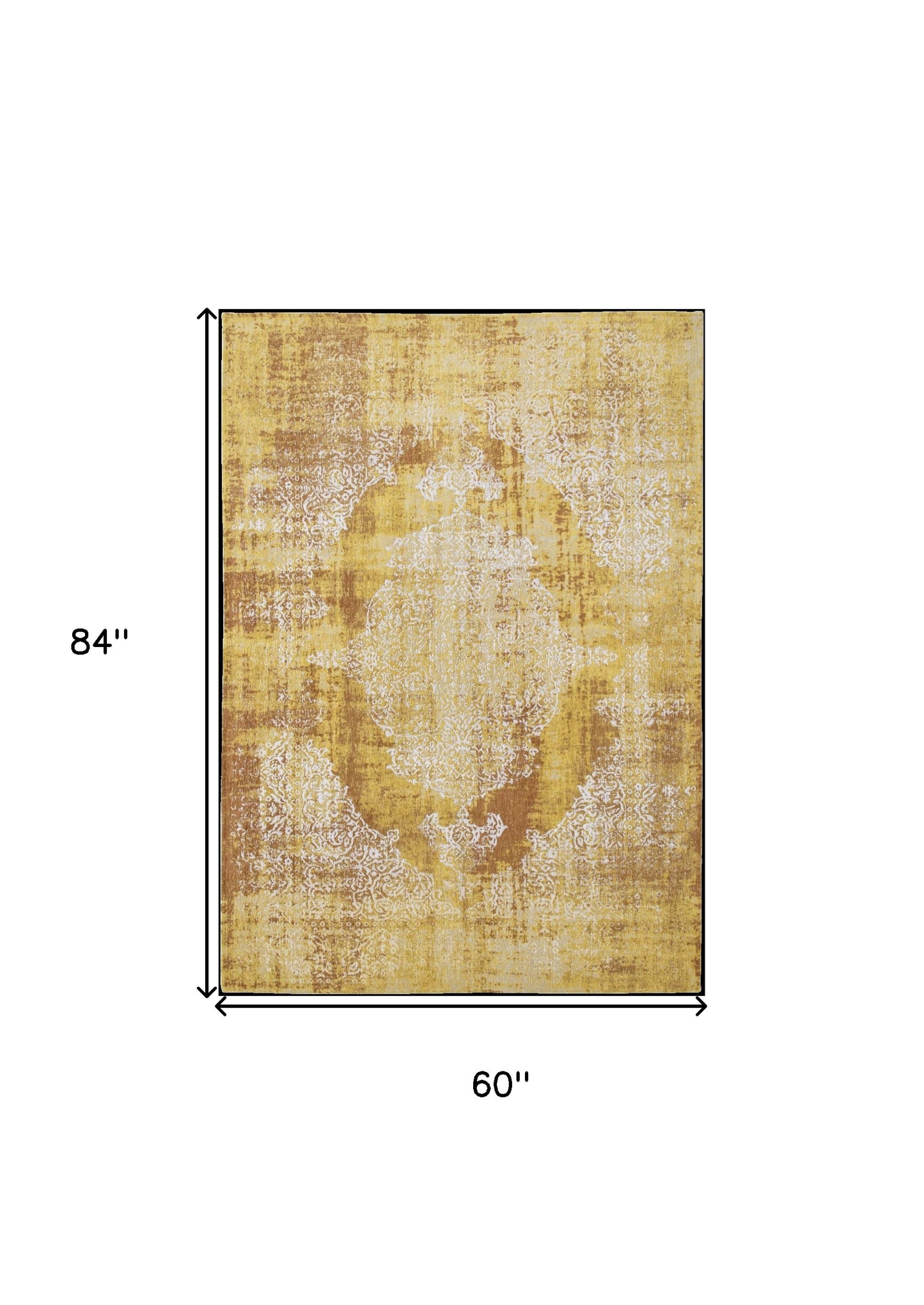 6' X 8' Yellow and Brown Oriental Non Skid Area Rug