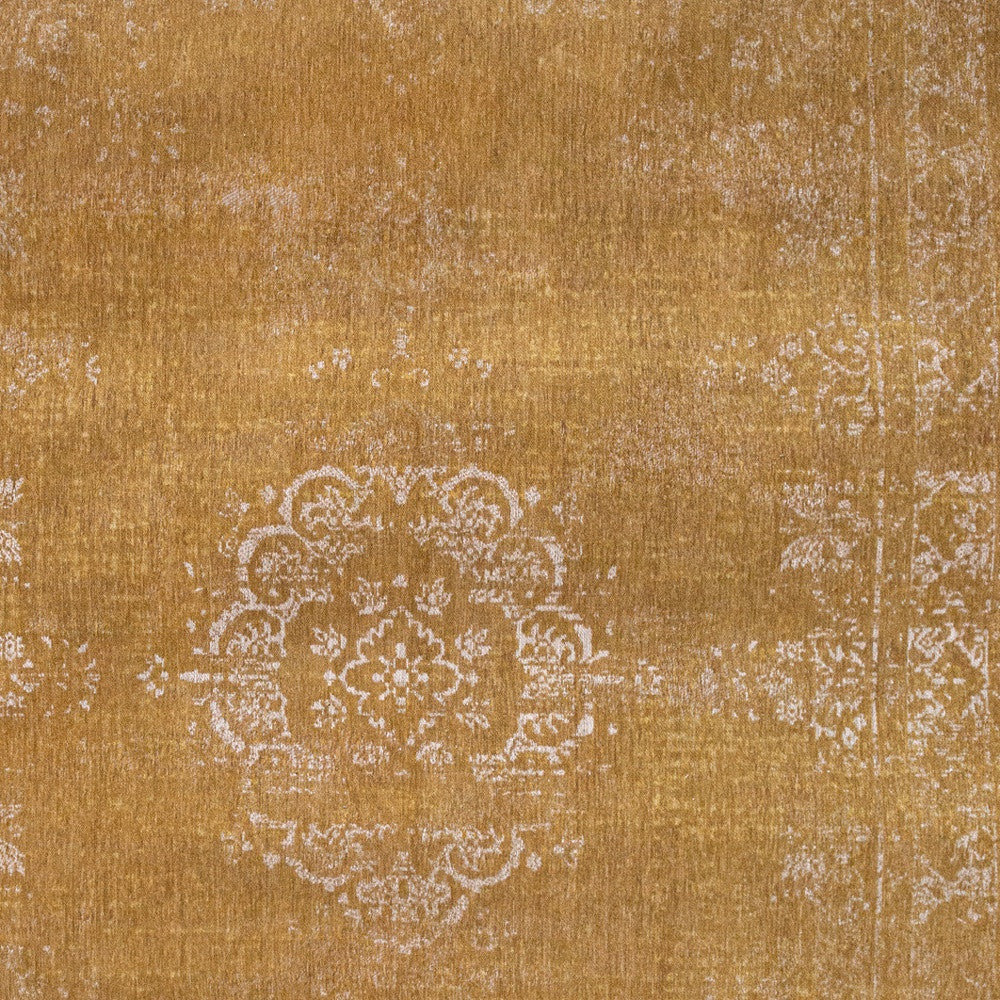 8' x 11' Orange and White Medallion Non Skid Area Rug