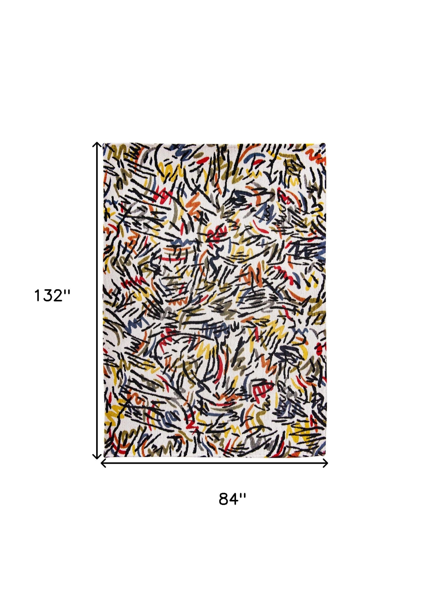 8' x 11' White Abstract Non Skid Area Rug