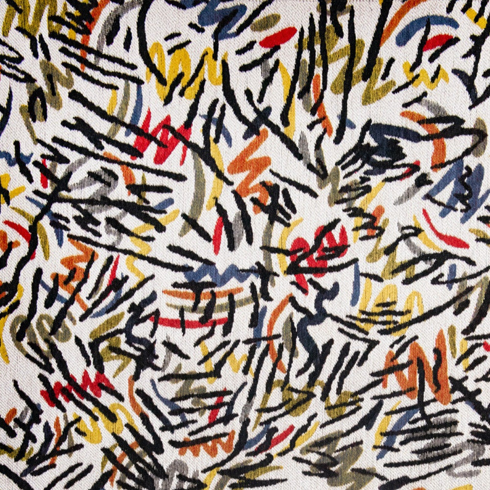 8' x 11' White Abstract Non Skid Area Rug
