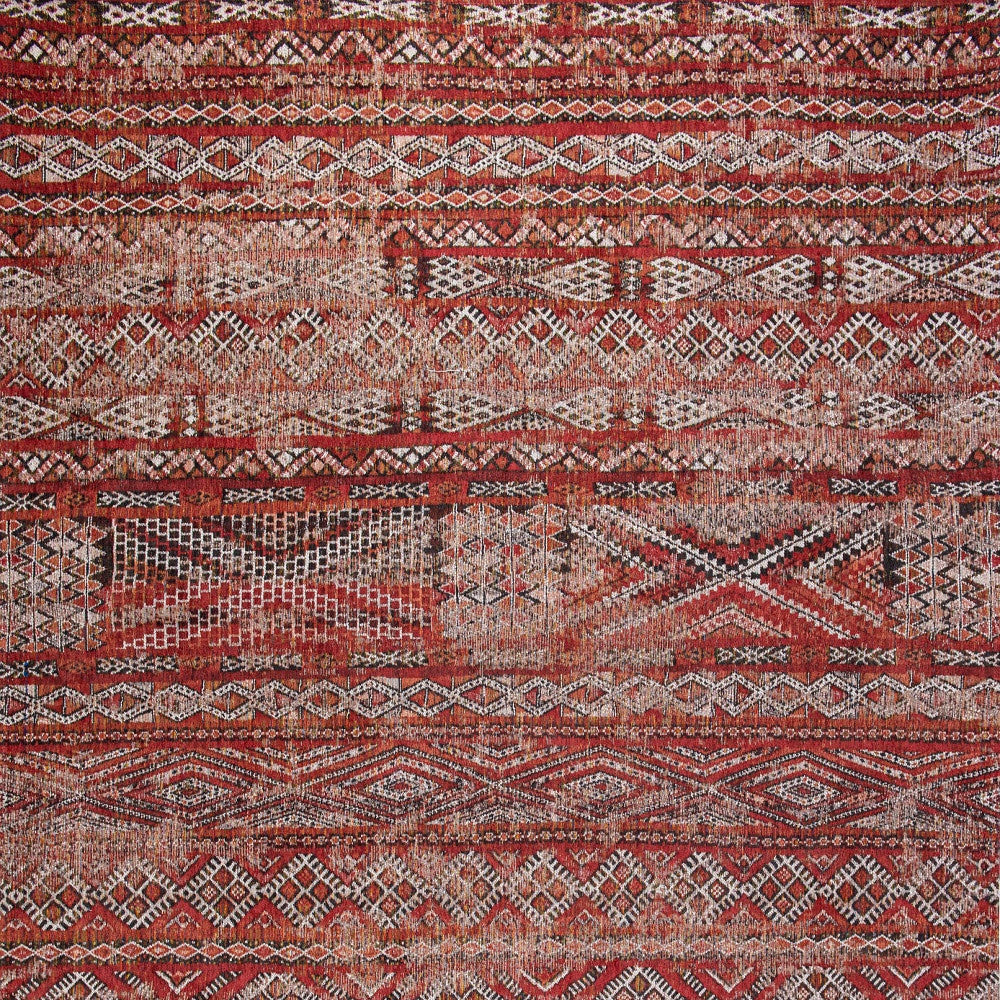 5' x 7' Red and Gray Oriental Non Skid Area Rug