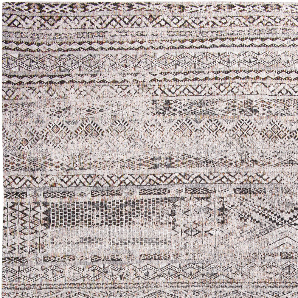 5' x 7' Gray and White Oriental Non Skid Area Rug