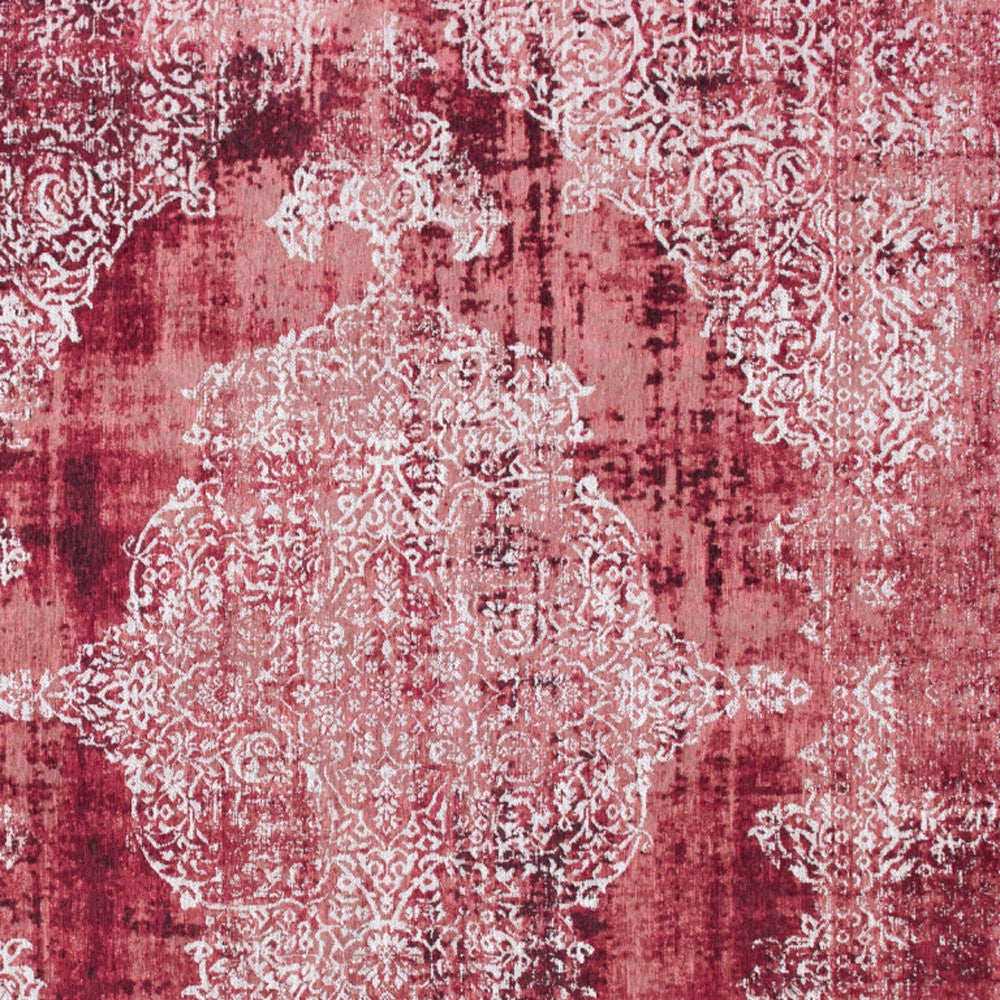 8' x 11' Red and White Oriental Non Skid Area Rug