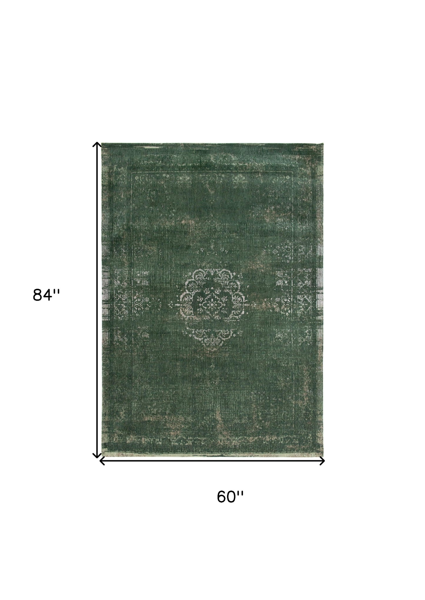6' X 8' Gray and Green Medallion Non Skid Area Rug
