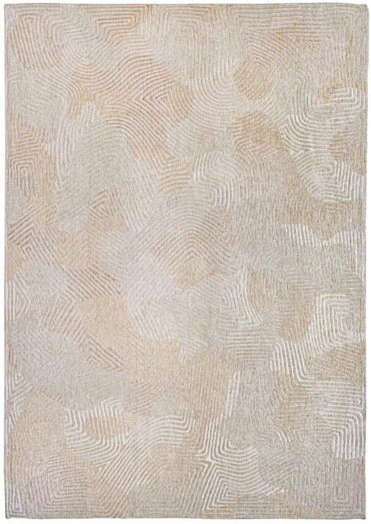 7' x 9' Beige and White Abstract Non Skid Area Rug