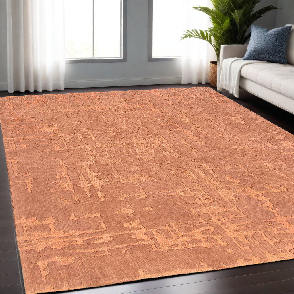 5' x 7' Orange Abstract Non Skid Area Rug
