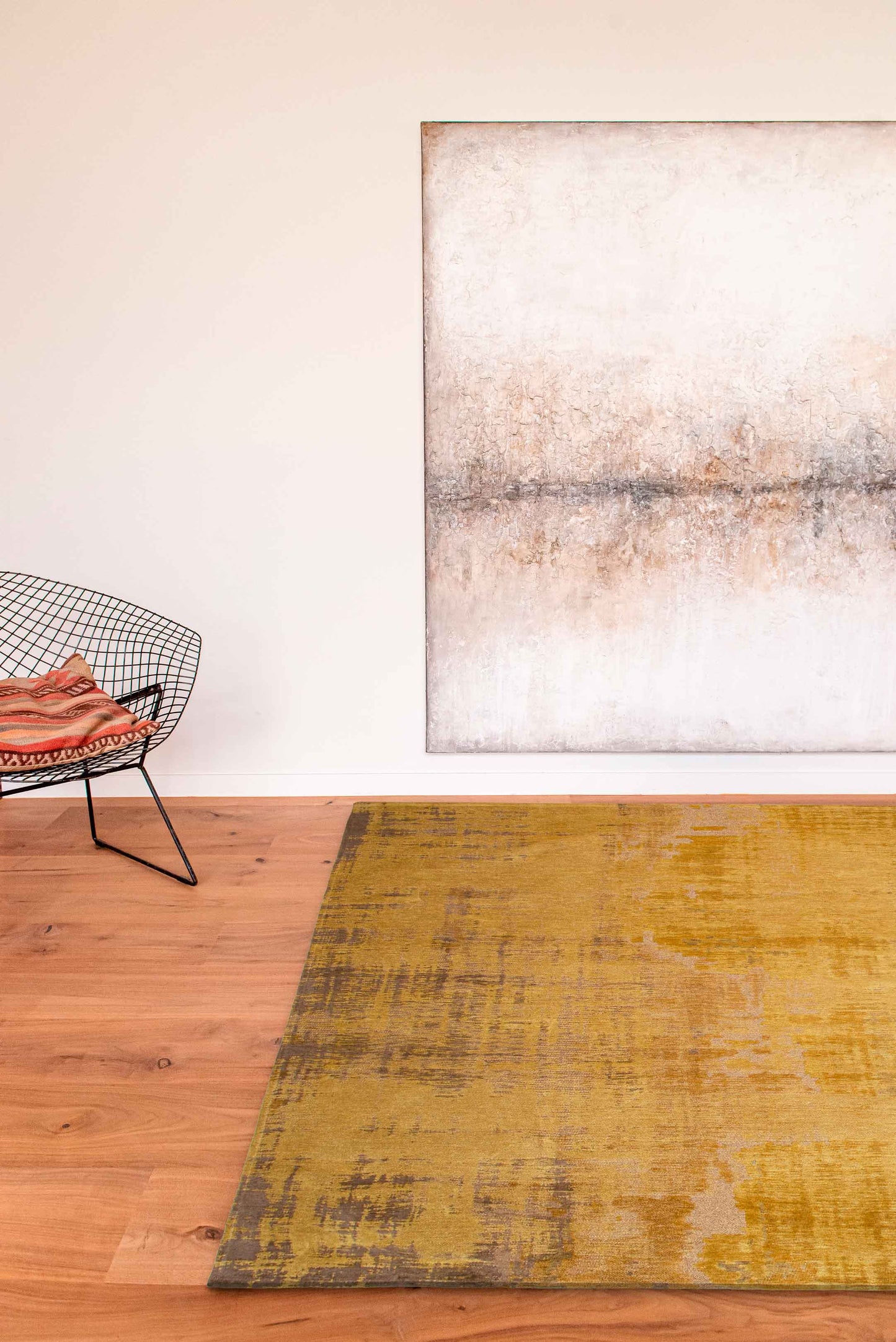 3' X 5' Yellow and Brown Abstract Non Skid Area Rug