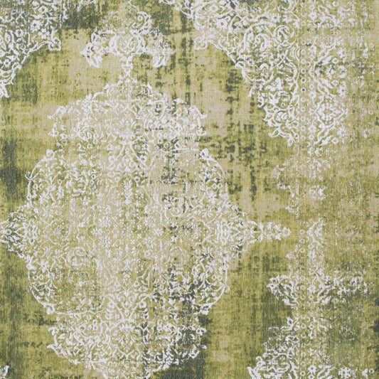 5' x 7' Green and White Oriental Non Skid Area Rug