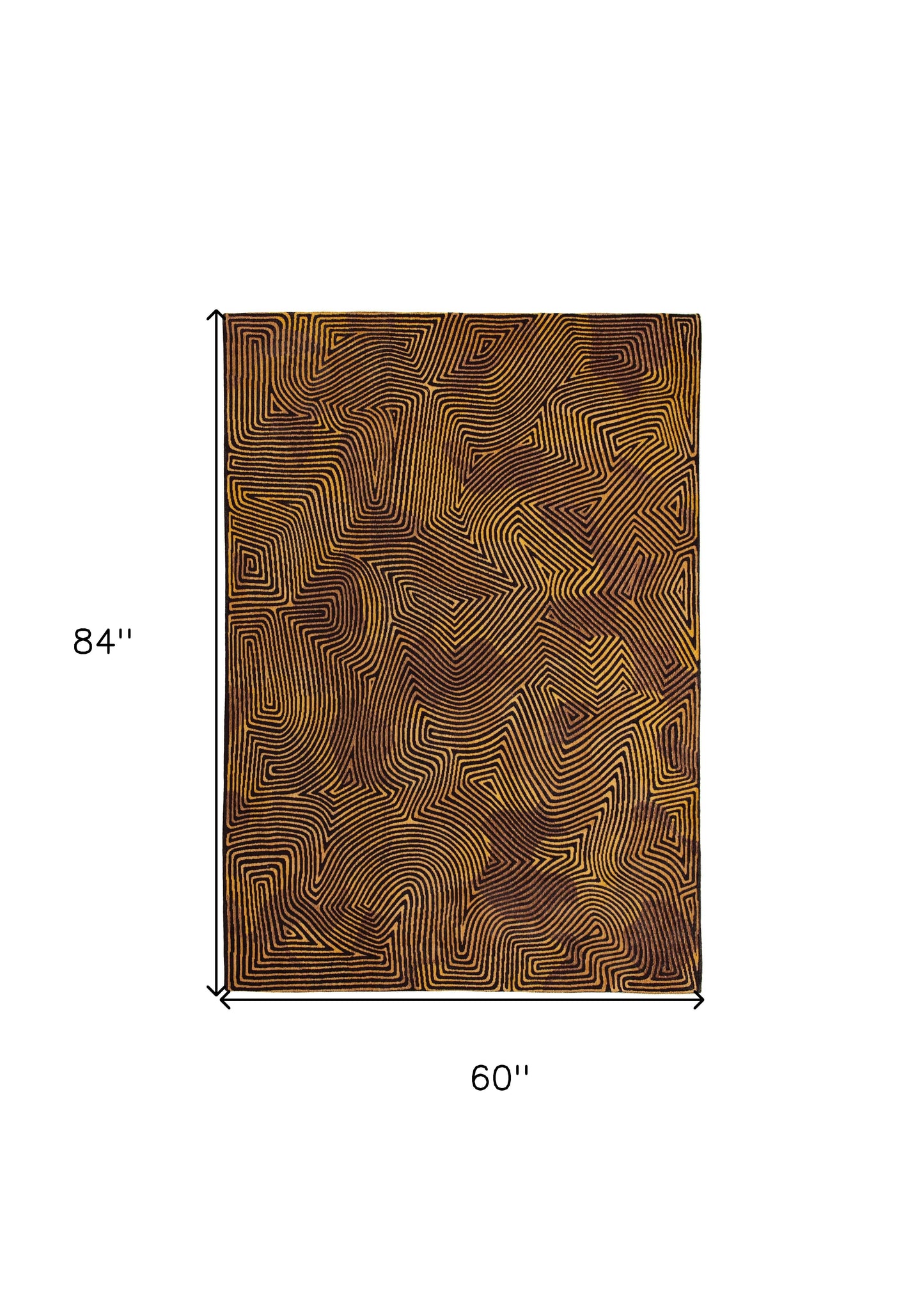 6' X 8' Black and Gold Abstract Non Skid Area Rug