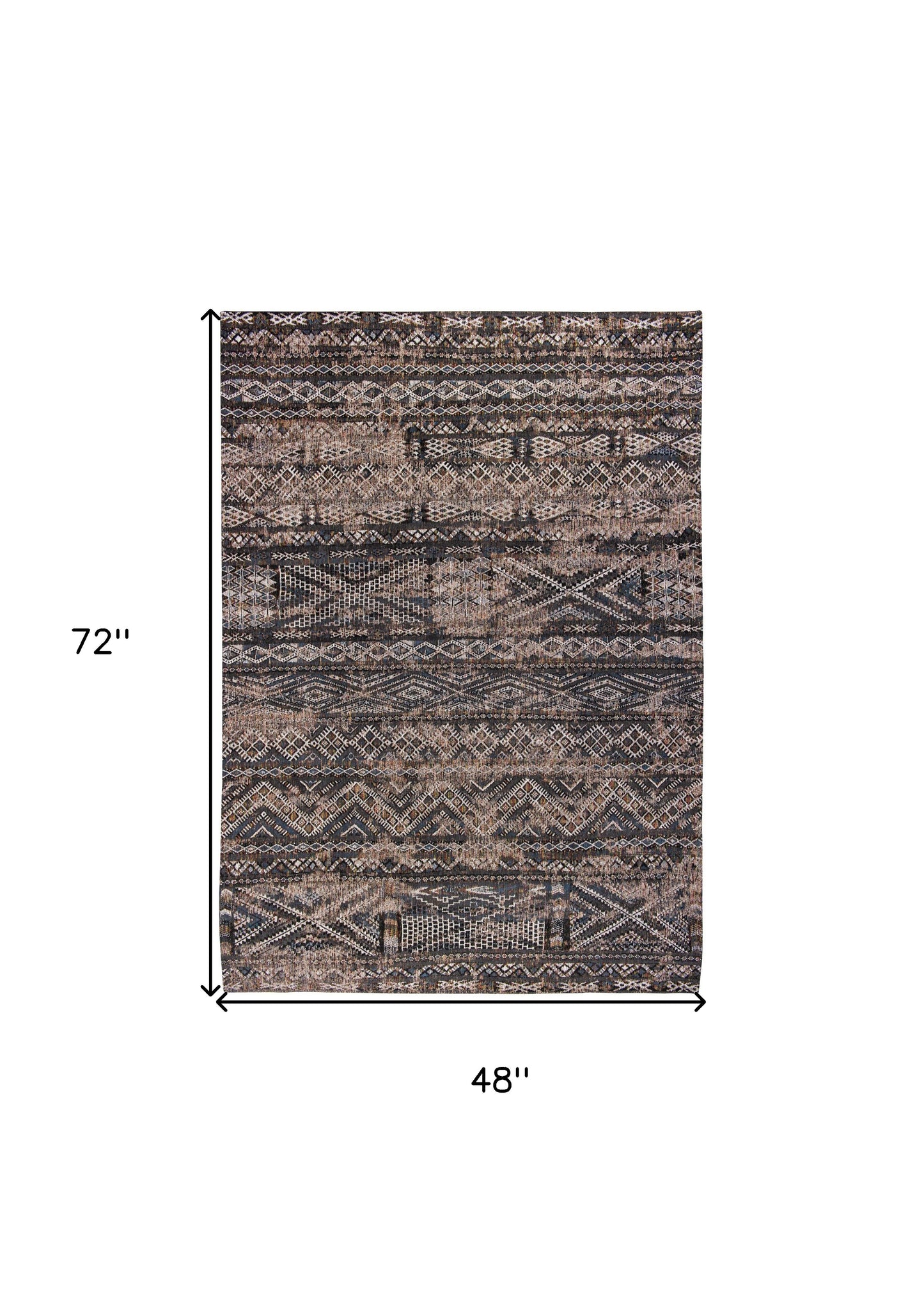 5' x 7' Gray and Beige Oriental Non Skid Area Rug