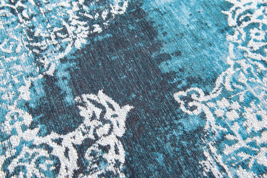 7' x 9' Blue and White Oriental Non Skid Area Rug