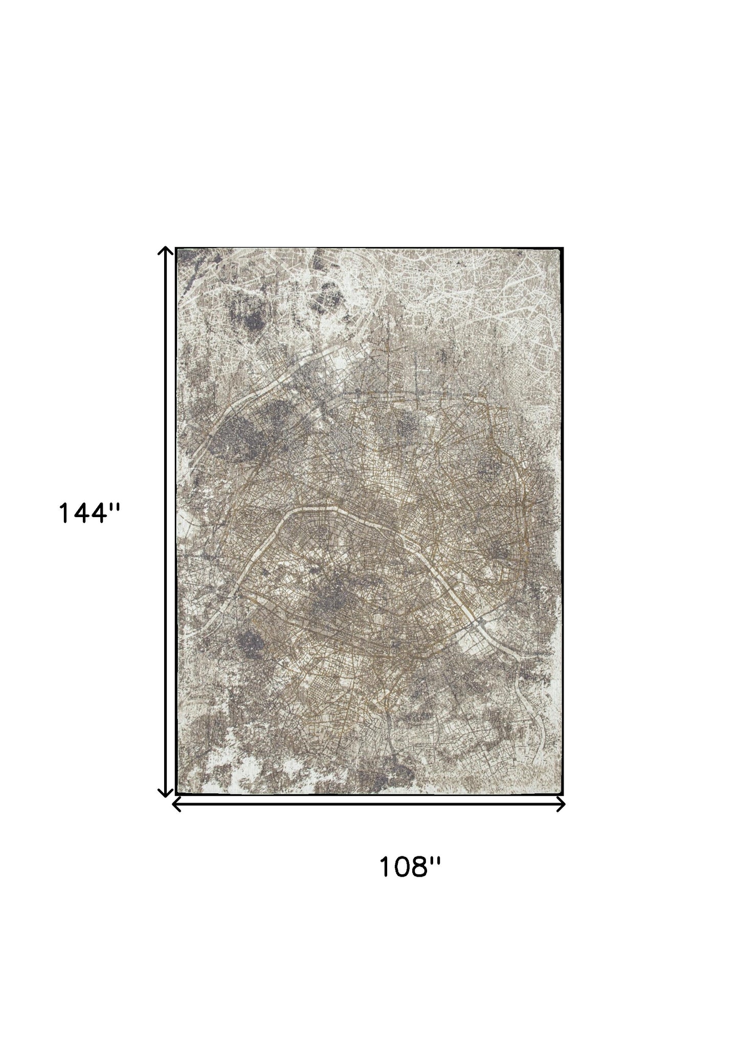 9' X 13' Gray and White Abstract Non Skid Area Rug