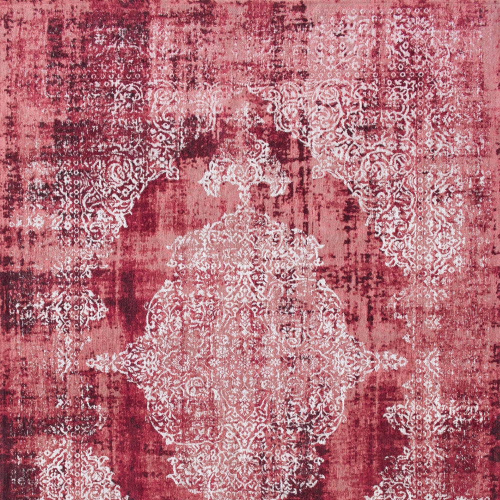 5' x 7' Red and White Oriental Non Skid Area Rug