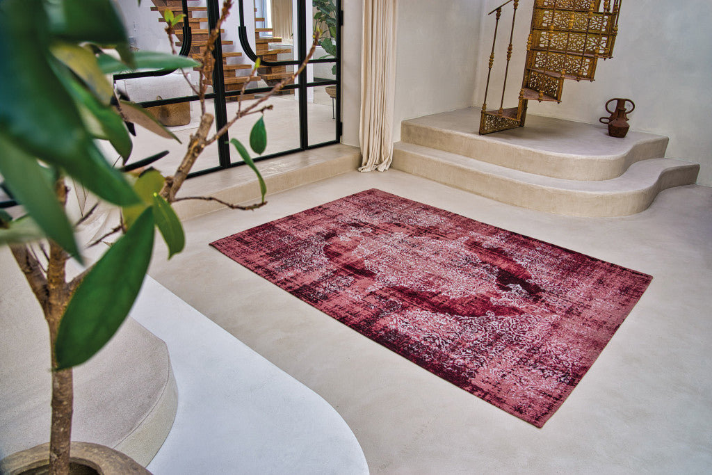 5' x 7' Red and White Oriental Non Skid Area Rug