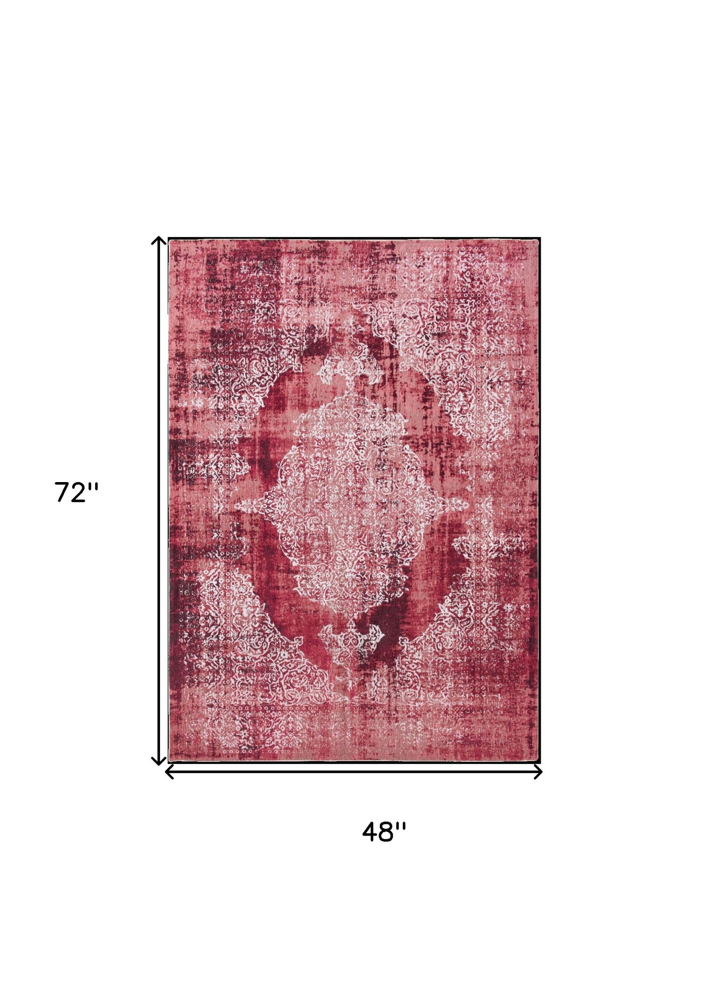 5' x 7' Red and White Oriental Non Skid Area Rug