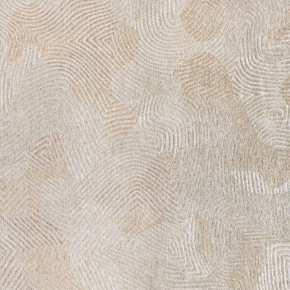 10' Beige and White Abstract Non Skid Area Rug