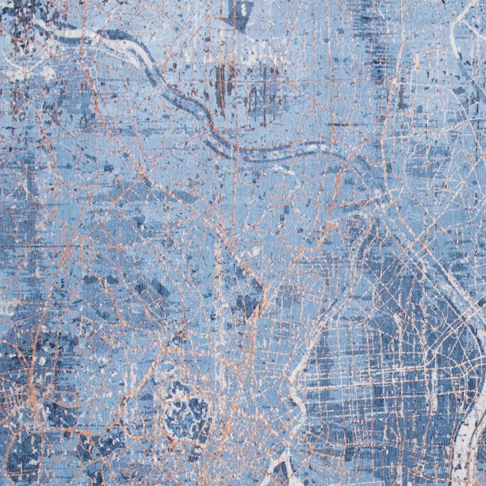 8' x 11' Blue and Black Abstract Non Skid Area Rug