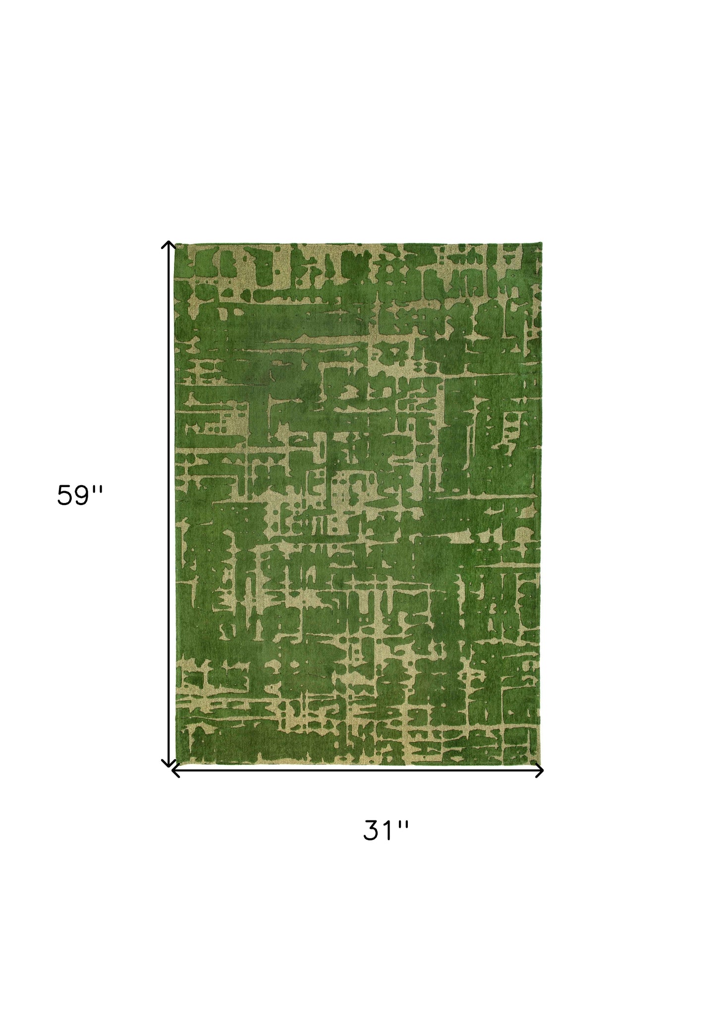 3' X 5' Green Abstract Non Skid Area Rug