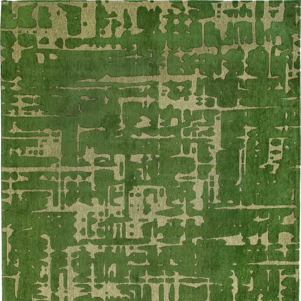 3' X 5' Green Abstract Non Skid Area Rug