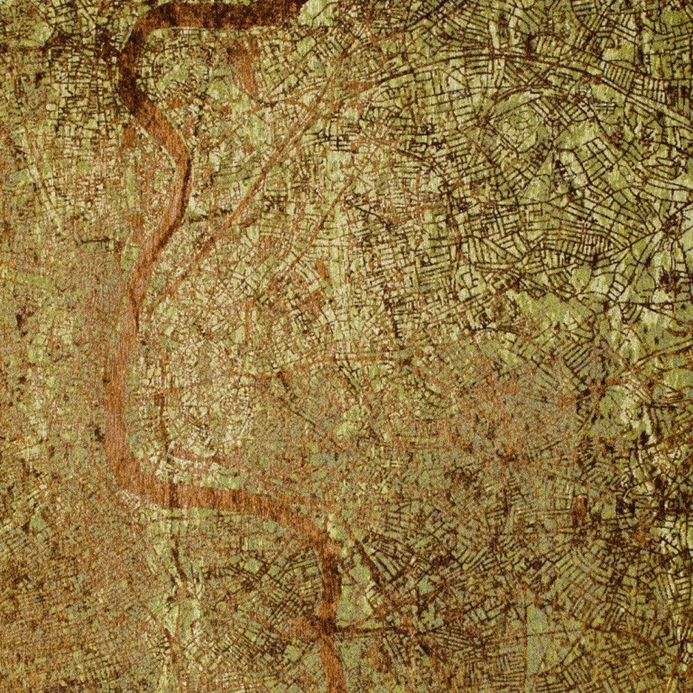 5' x 7' Green and Brown Abstract Non Skid Area Rug