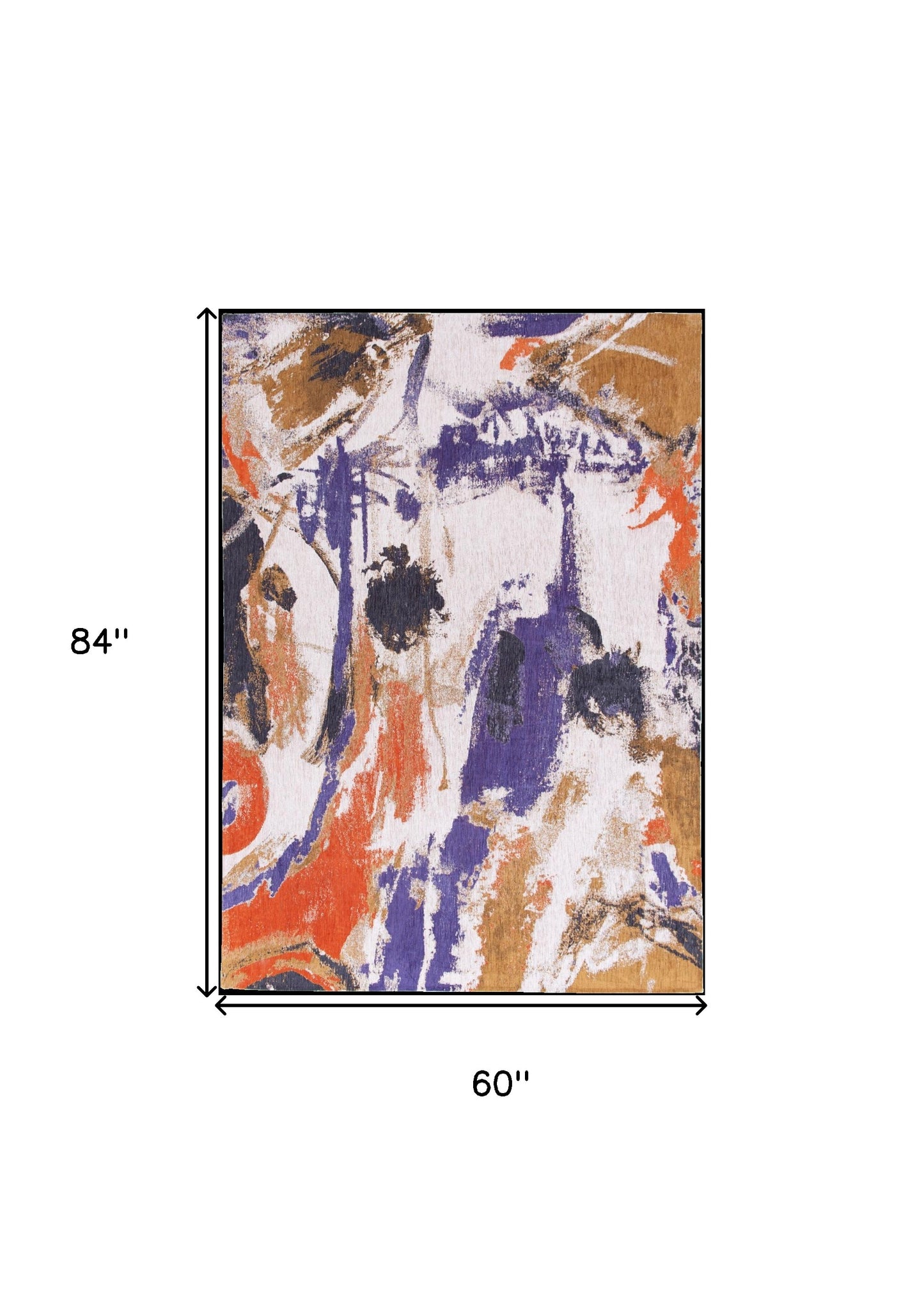 6' X 8' Purple and White Abstract Non Skid Area Rug