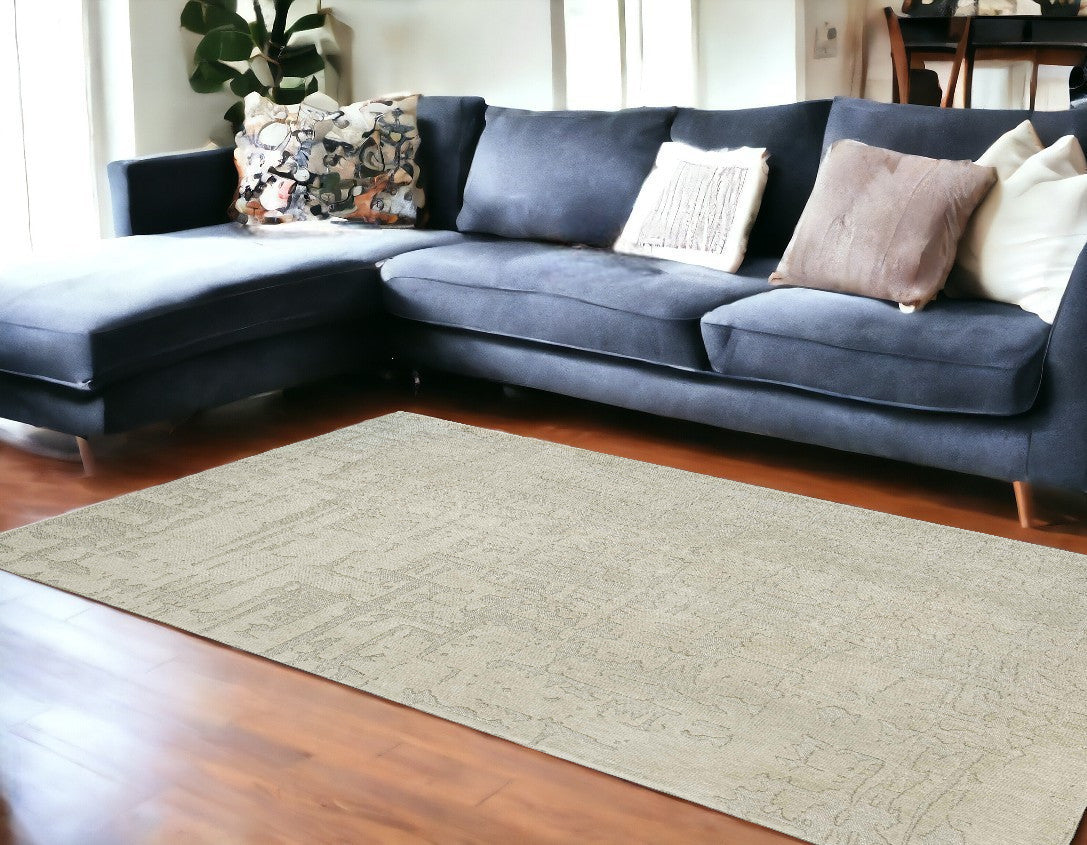 8' x 11' Gray and Beige Abstract Non Skid Area Rug