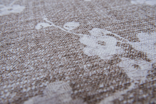 8' Gray and White Round Oriental Non Skid Area Rug