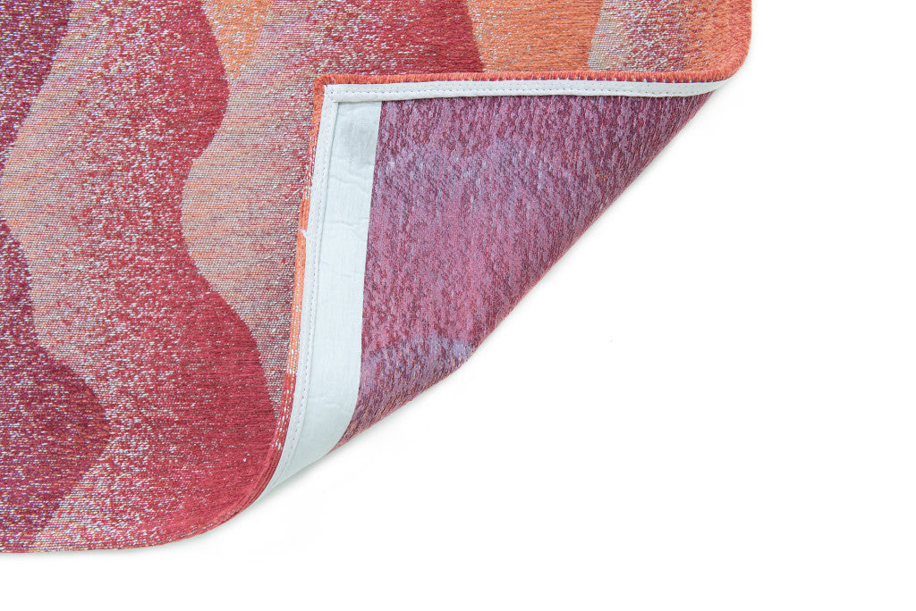 5' x 7' Red Orange Abstract Non Skid Area Rug