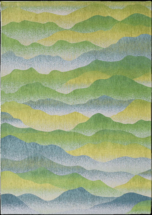 8' x 11' Green and Yellow Abstract Non Skid Area Rug